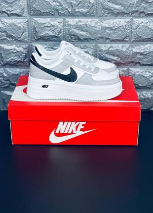 Nike air force 1 кроссовки белые с серыми вставками женские или подростковые размеры 36-415 фото