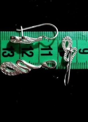Серьги с подвеской серебряные 925 проби лот 228