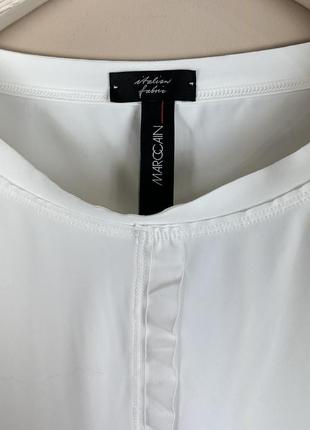Marc cain блуза футболка кофта базовая белая рюши баска белая10 фото