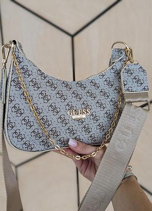 Сумка guess bagget молочная