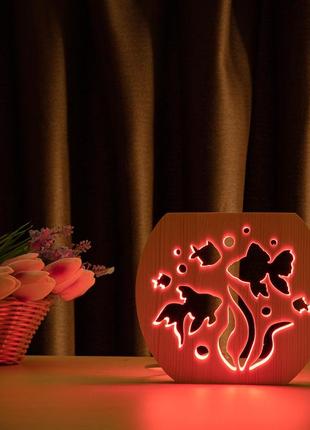 Светильник ночник arteco light из дерева led "аквариум" с пультом и регулировкой цвета, rgb2 фото