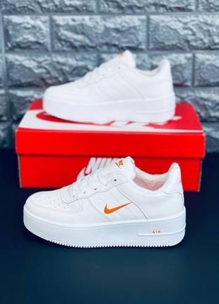 Nike air force1 белые с оранжевыми эмблемами размеры 36-418 фото