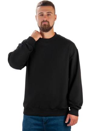 Базовий чорний світшот джемпер чоловічий, толстовка кофта базова, базовый свитшот мужской, джемпер толстовка