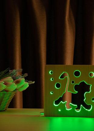 Світильник нічник з дерева led "веселий левеня" з пультом і регулюванням кольори, rgb3 фото