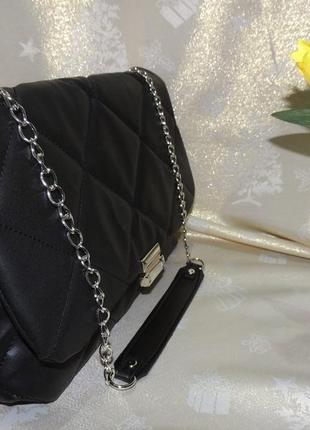 Черная стеганная сумочка женская с магнитной застежкой2 фото