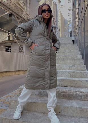 Зимова куртка пальто. хаки1 фото
