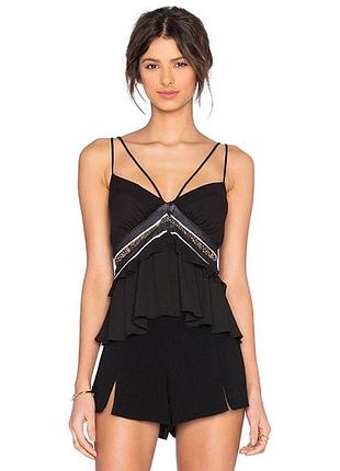 Чорний топ на ґудзиках майка з портупеєю bcbg max azria шифоновый топ на бретельках топ с портупеей