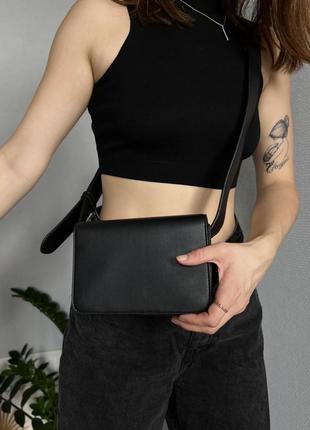 Сумка сумочка жіноча крос-боді кросс-боди чорна сінсей sinsay з товстим ремінцем3 фото