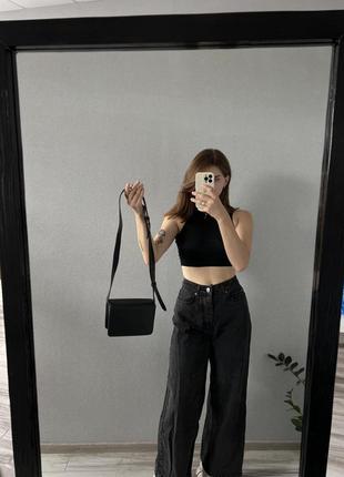 Сумка сумочка жіноча крос-боді кросс-боди чорна сінсей sinsay з товстим ремінцем2 фото