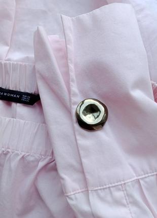 Рубашка с открытыми плечами, розовая блузка хлопок, хлопковая рубашка, школьная рубашка, школьная блузка8 фото