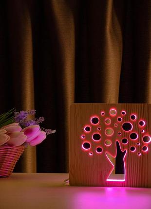 Светильник ночник arteco light из дерева led "деревце" с пультом и регулировкой цвета, rgb5 фото