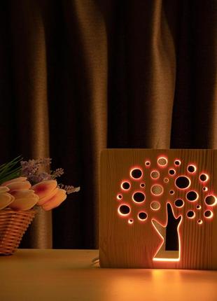 Світильник- нічник arteco light з дерева led "діровець" з пультом і регулюванням кольору, rgb4 фото