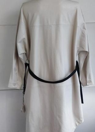 Куртка із штучної шкіри сорочкового фасона zara білого кольору8 фото