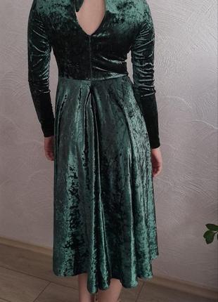 Бархатное платье, платье миди, зеленое платье, вечернее платье2 фото