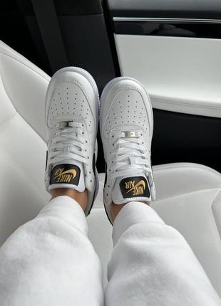 Air force 1 white black gold знижка2 фото