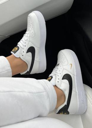 Air force 1 white black gold знижка4 фото