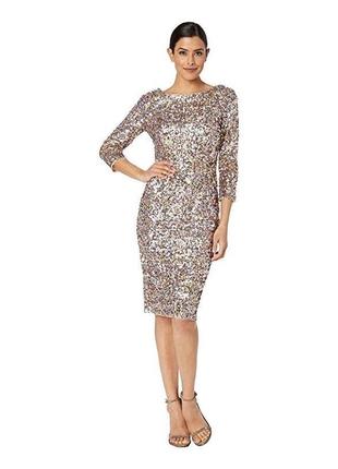 Сукня в паетках multi pink від дизайнера andrianna papell {usa, size6, m}