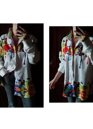 Рубашка с бразгами краски на halloween ding ge fu shi дизайнерская креативная рубашка в краске6 фото