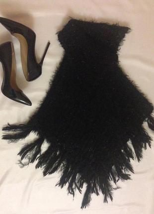 Пончо з горлом, светр - травичка з блискучою ниткою і пензликами2 фото