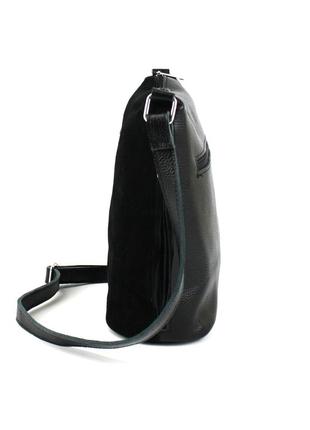 Женская сумка-планшет из натуральной кожи с натуральной замшей borsacomoda 87802302 черная3 фото