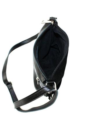 Женская сумка-планшет из натуральной кожи с натуральной замшей borsacomoda 87802302 черная5 фото