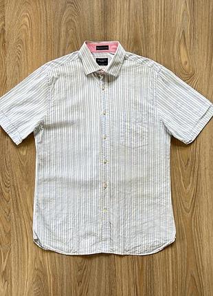 Мужская классическая хлопковая рубашка с коротким рукавом hackett london