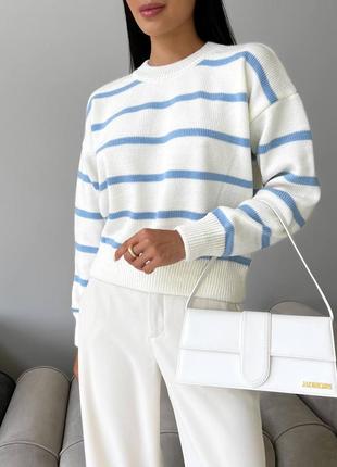 Оверсайз светр вкорочений полосатий светр зручний жіночий светр в смужку4 фото