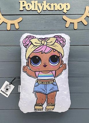 Подушка іграшка,двостороння плюшева лялька лол