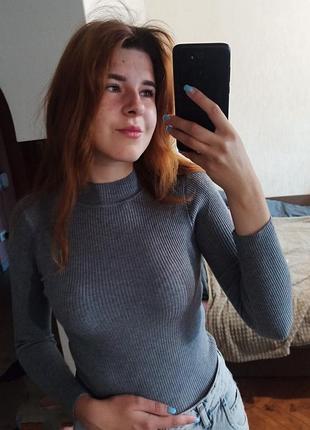 Гольф, водолазка, на осень, джемпер, свитер, обтягивающий, базовый, рубчик3 фото