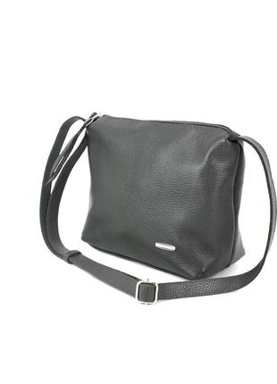 Кожаная женская сумка кросс-боди borsacomoda 810021 темно-серая1 фото