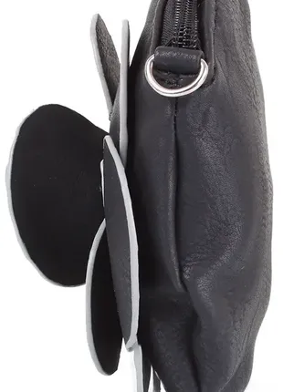 Кошелёк сумка клатч через плечо с огромным цветком чёрная3 фото