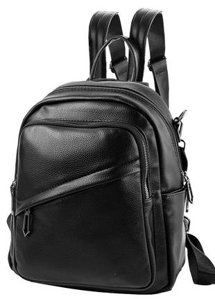 Жіноча сумка-рюкзак зі шкірозамінника чорна oda3119-13-black