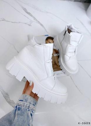 Натуральные кожаные белые демисезонные и зимние ботинки7 фото