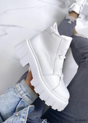 Натуральные кожаные белые демисезонные и зимние ботинки8 фото