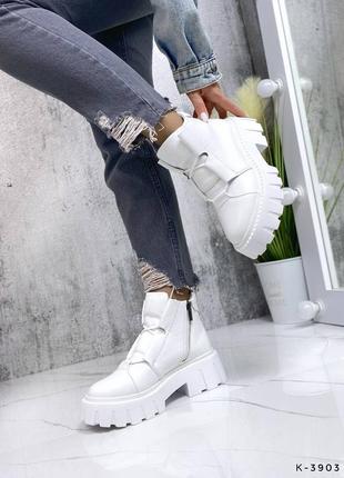 Натуральные кожаные белые демисезонные и зимние ботинки2 фото