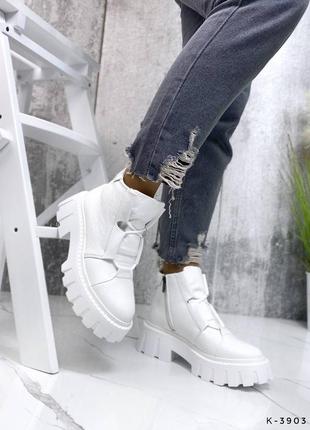 Натуральные кожаные белые демисезонные и зимние ботинки5 фото