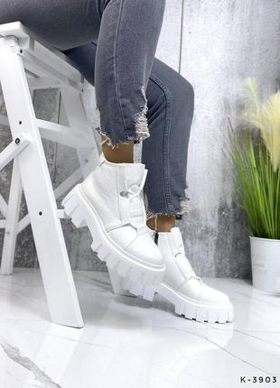 Натуральные кожаные белые демисезонные и зимние ботинки6 фото