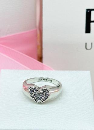 Серебряная кольца «двойное сердце» pandora
