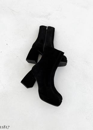 Любимая моделька деми ботильоны на мега удобных каблуках натуральная замша с квадратным носком 11641