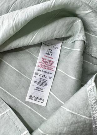 Оливковая фисташковая рубашка в белую полоску 💚2 фото