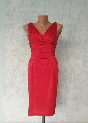Красное шелковое платье для коктейля, catherine malandrino1 фото