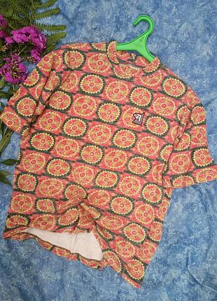 Коттонова футболка з принтом під горло, 52-58разами.