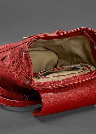 Рюкзак-сумка кожаный женский красный олсен4 фото
