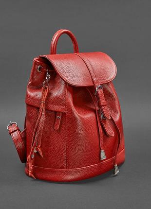 Рюкзак-сумка кожаный женский красный олсен8 фото