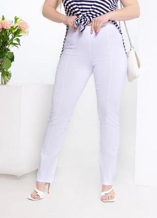 Модные женские белые брюки из джинс-бенгалин батал с 48 по 64 размер