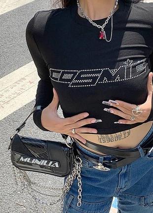 Кроп топ cosmic кофта зі стразами y2k dollskill