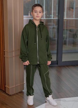 Бордовий спортивный подростковий костюм для мальчика светотражайка на рост 152-1584 фото