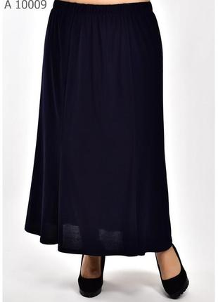 Синяя летняя женская длинная юбка из масла батал с 68 по 80 размер3 фото