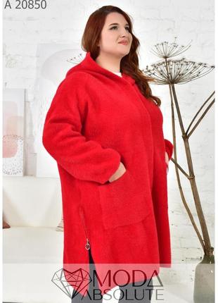 Женское красивое пальто с альпаки свободного кроя супер батал  62-689 фото