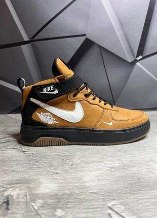 Зимние, утепленные, кожаные кроссовки с мехом nike air force 13 фото